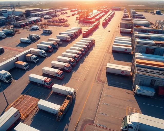 Aerial view of freight terminal